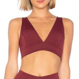 Love Wave Revolve Amy Sports Bra Crop Top Cut Out Bordeaux Burgundy Small
